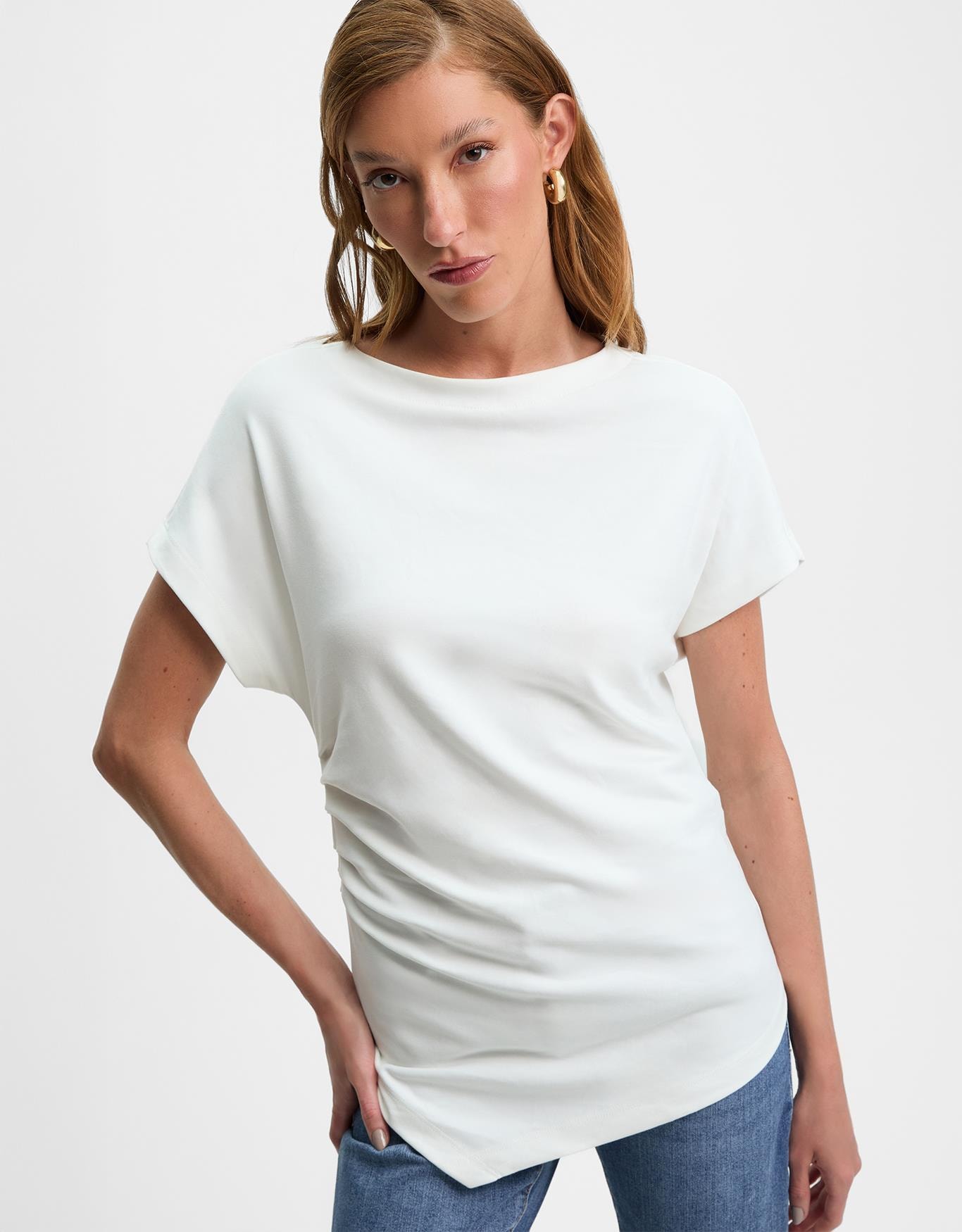 Blusa Malha Pregas Assimétrica