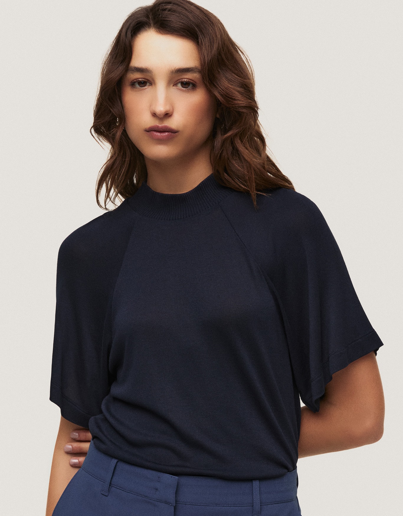 Blusa Malha Pregas Manga