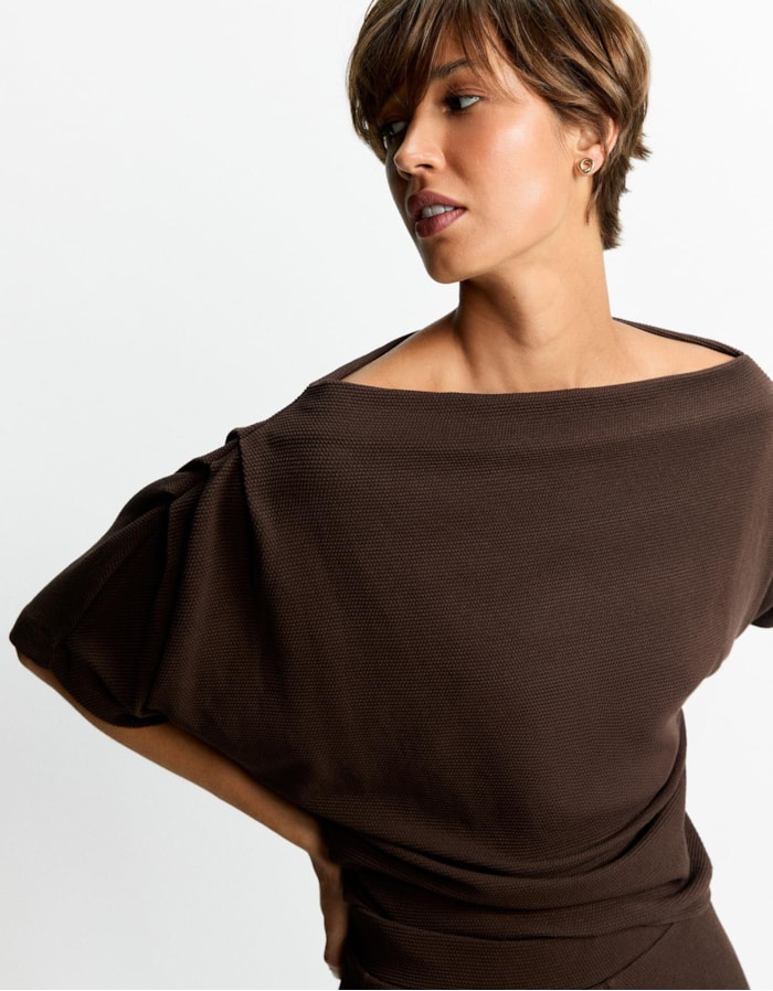 Blusa Malha Pregas Ombro