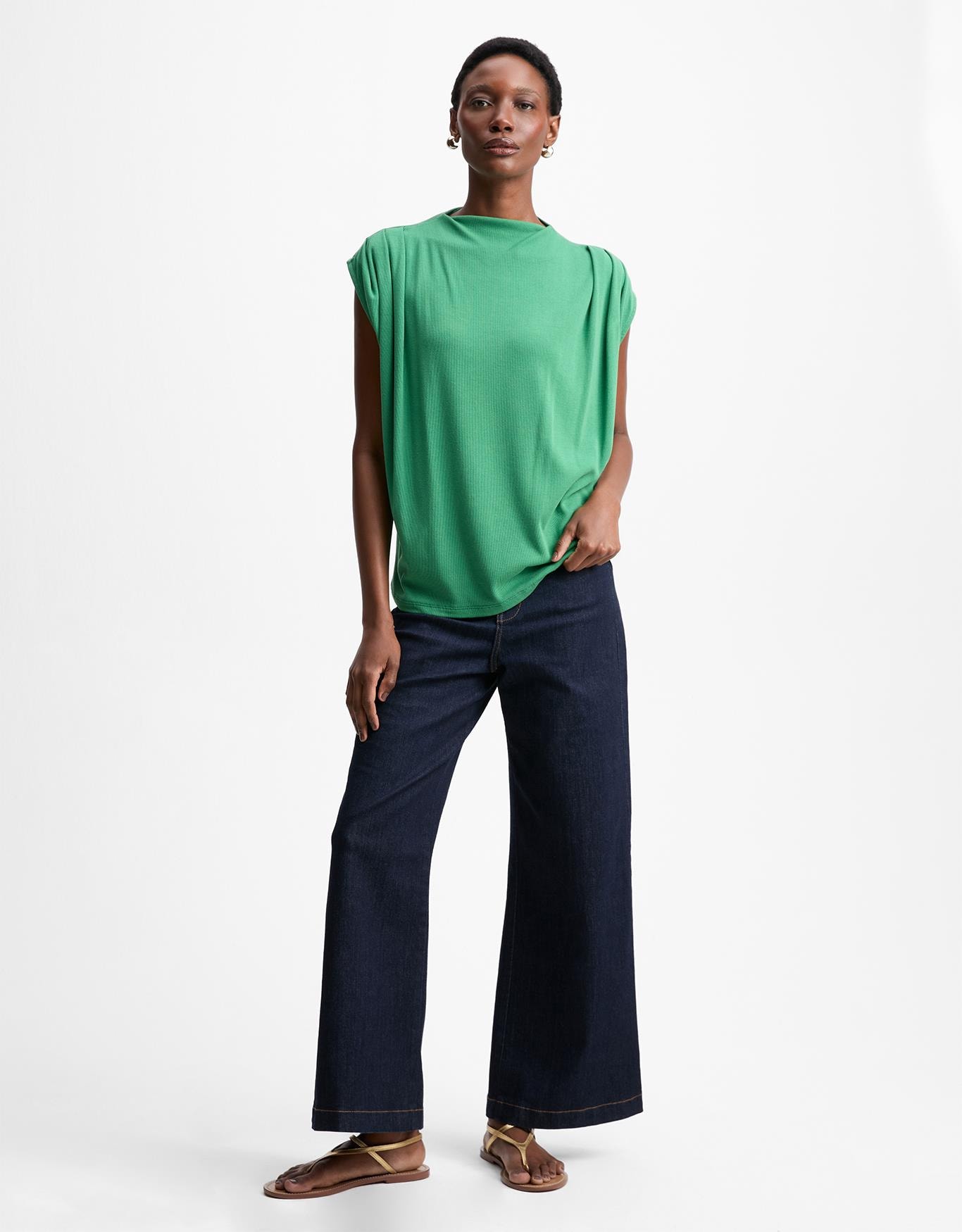 Blusa Malha Pregas Ombro