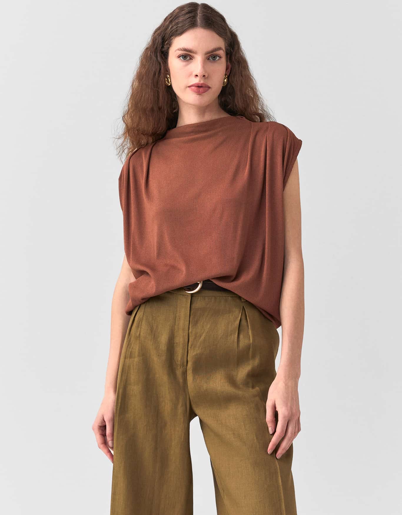 Blusa Malha Pregas Ombro