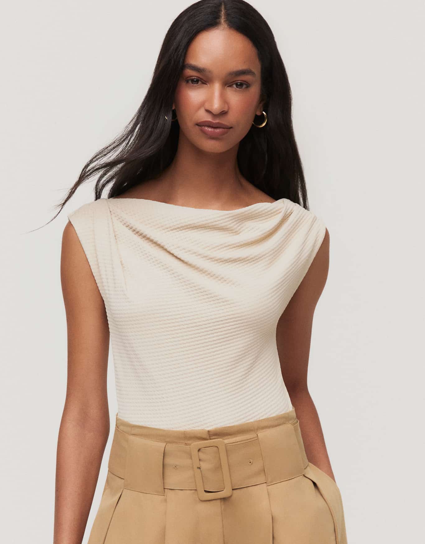 Blusa Malha Textura Assimetrica