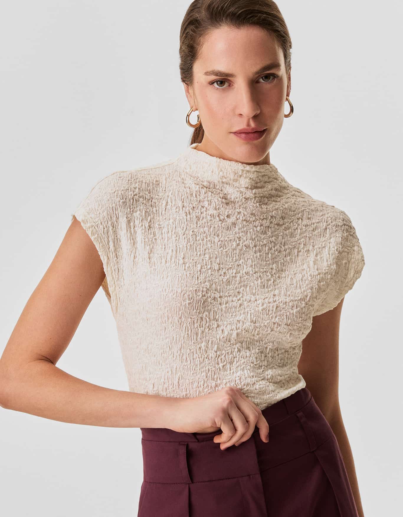 Blusa Malha Texturizada Sem Mangas