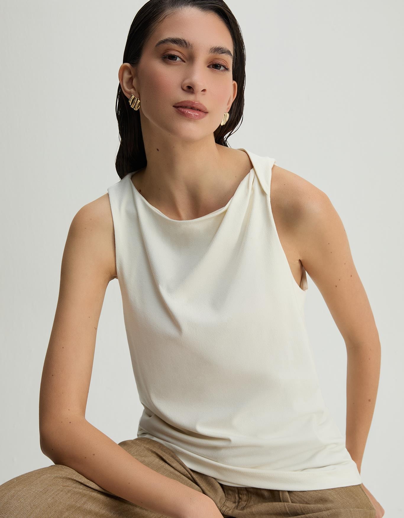 Blusa Malha Torção Ombro