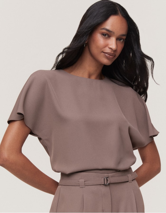 Shoulder — Blusa Manga Curta Cinza Queimado
