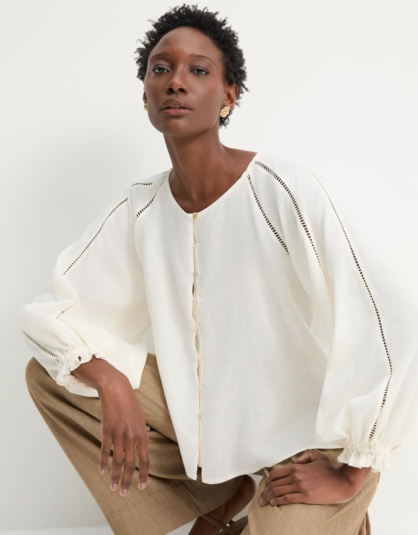 Blusa Manga Longa Babado