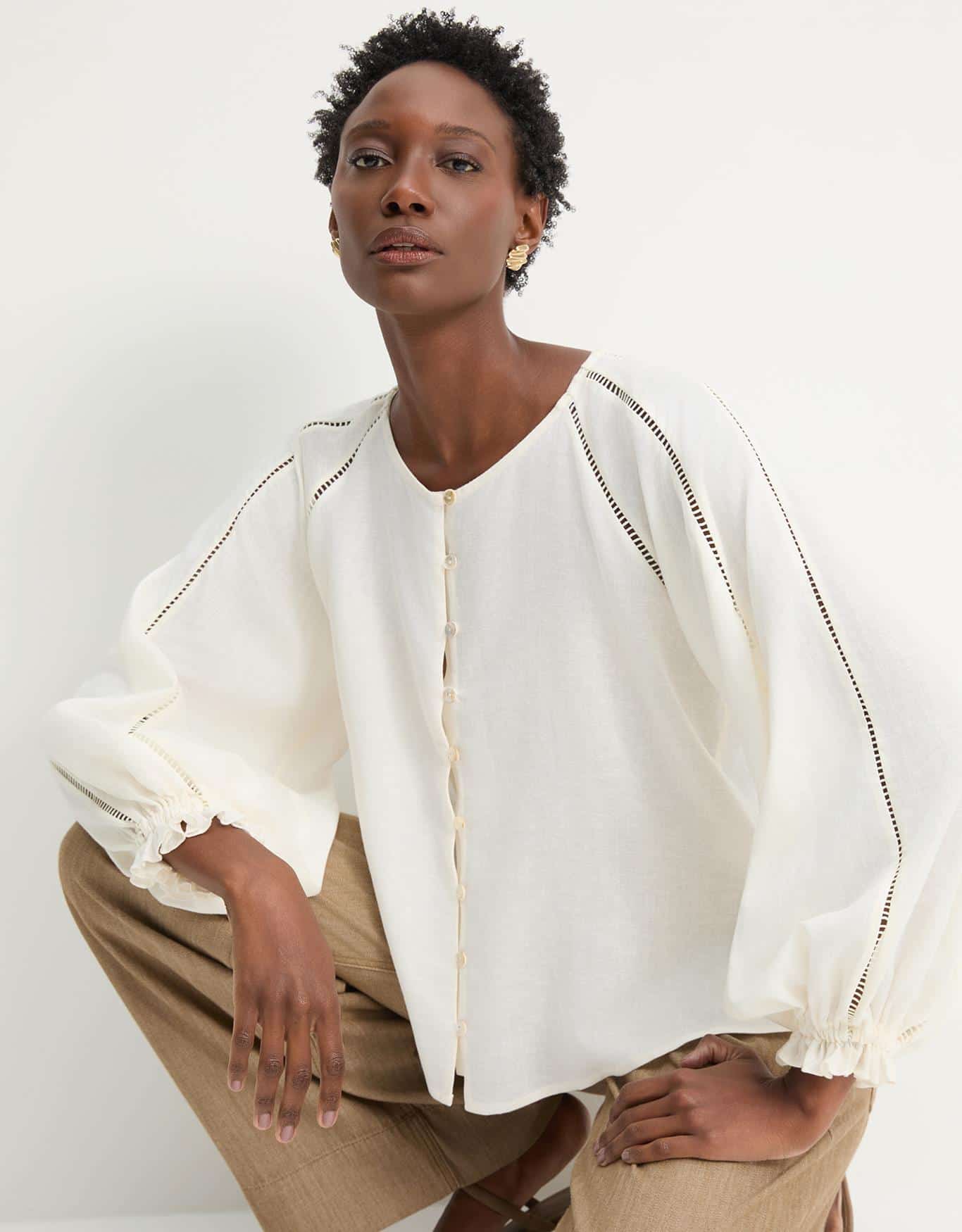 Blusa Manga Longa Babado