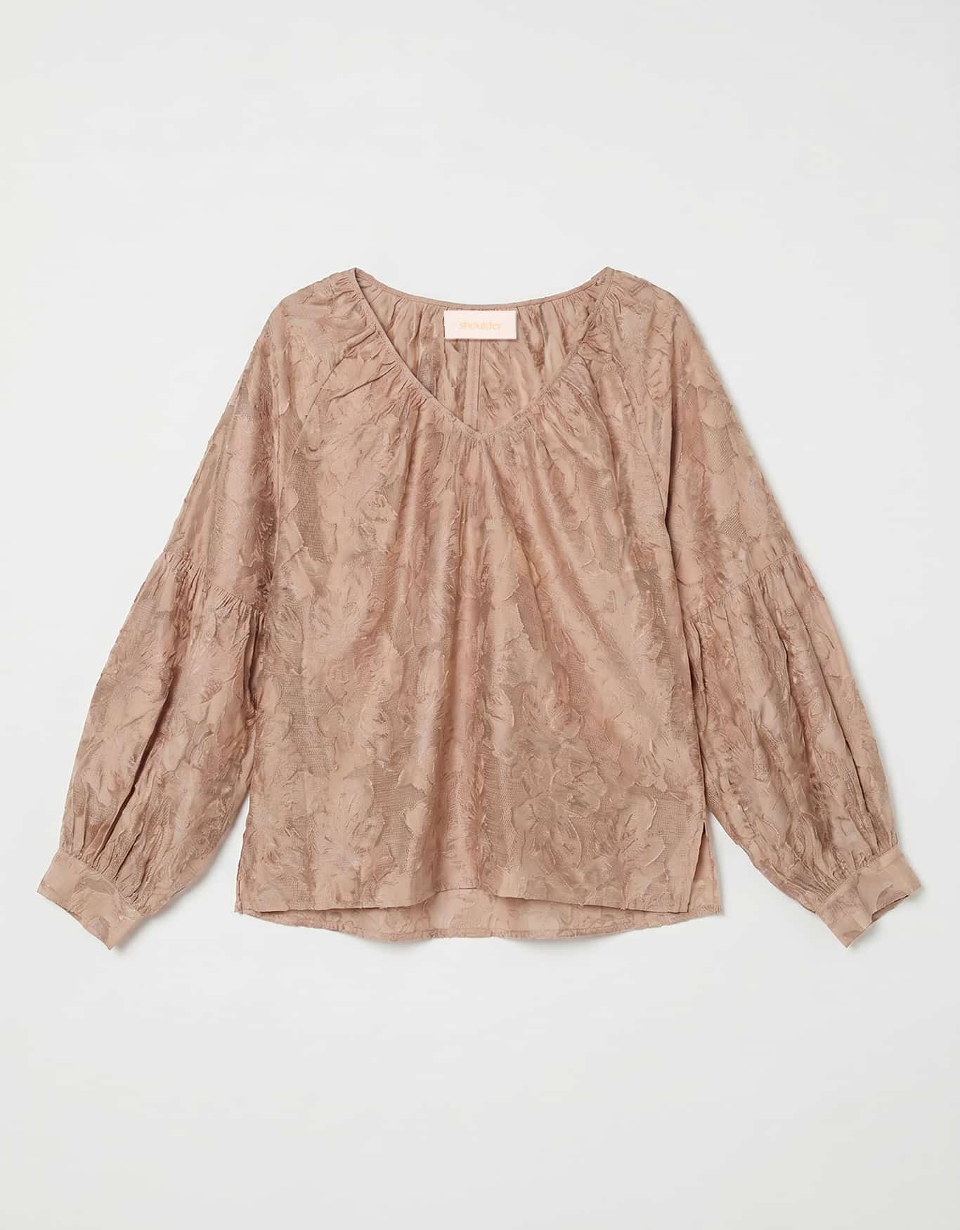 Blusa Manga Longa Franzido Amendoa