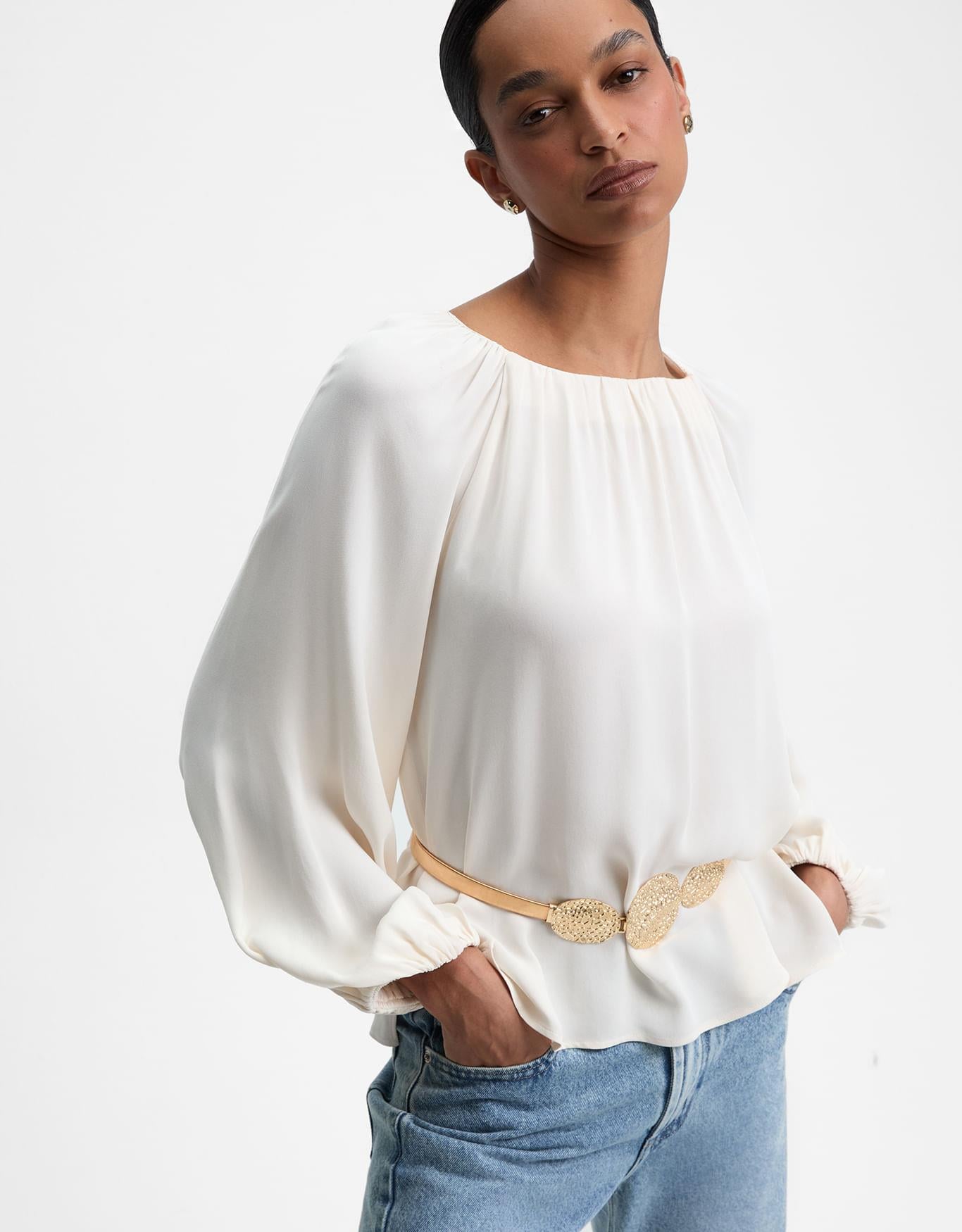 Blusa Manga Longa Franzidos