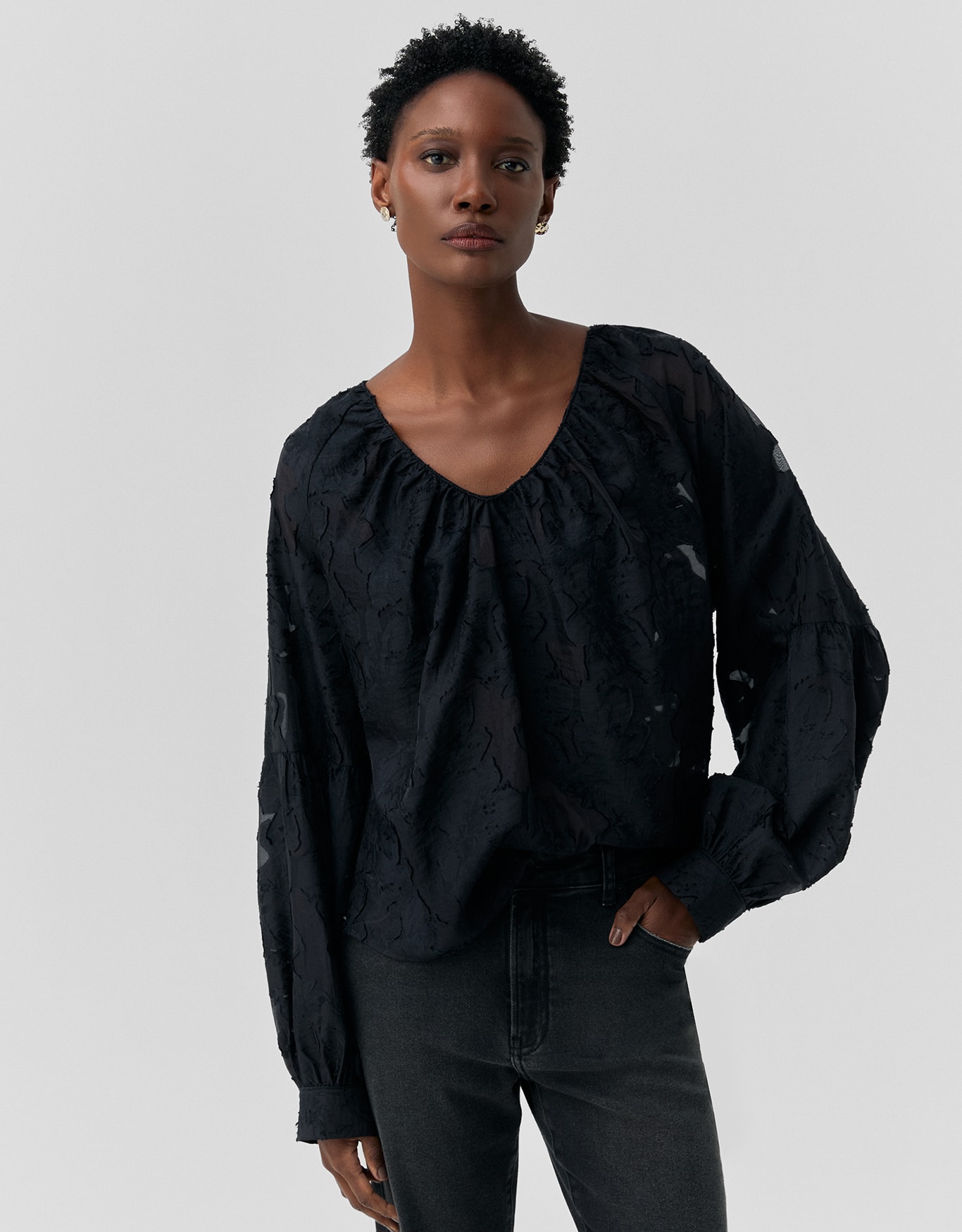 Blusa Manga Longa Franzidos