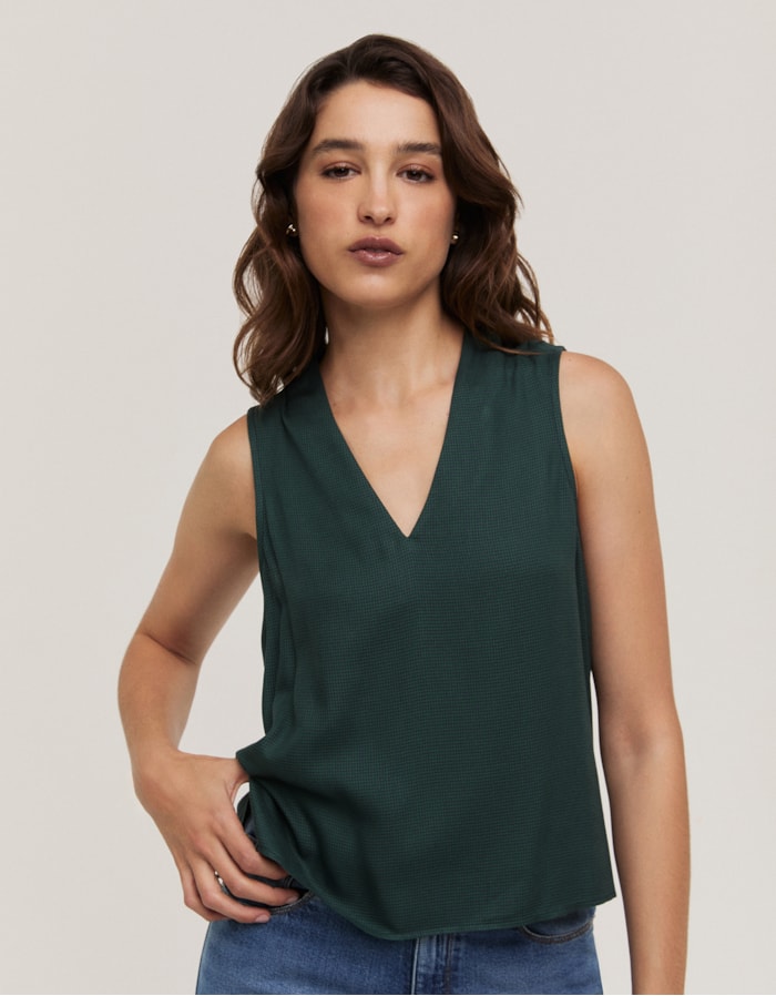Shoulder — Blusa Mini Pied Poule Decote V