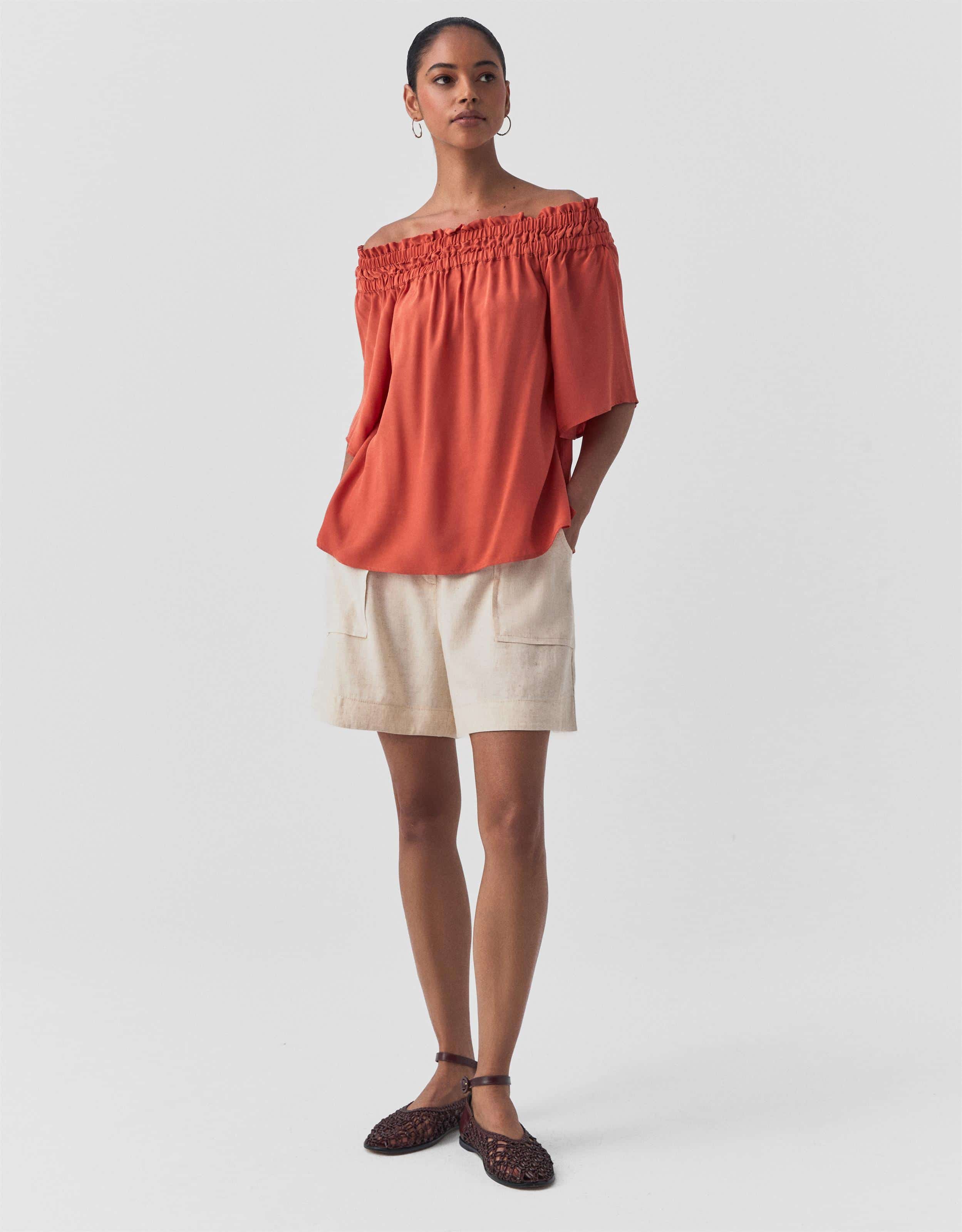 Blusa Ombro à Ombro Com Elástico