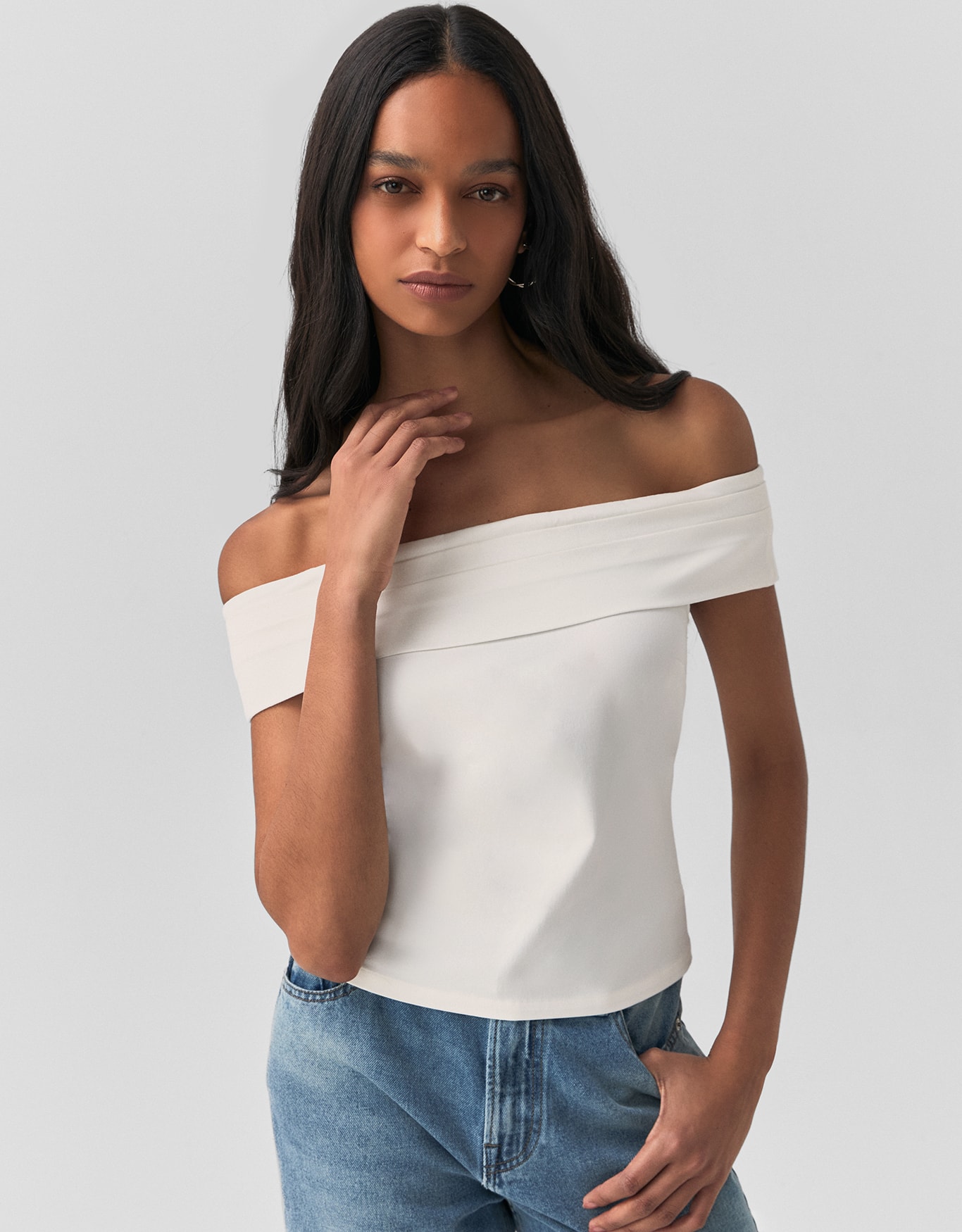 Blusa Ombro a Ombro Pregas