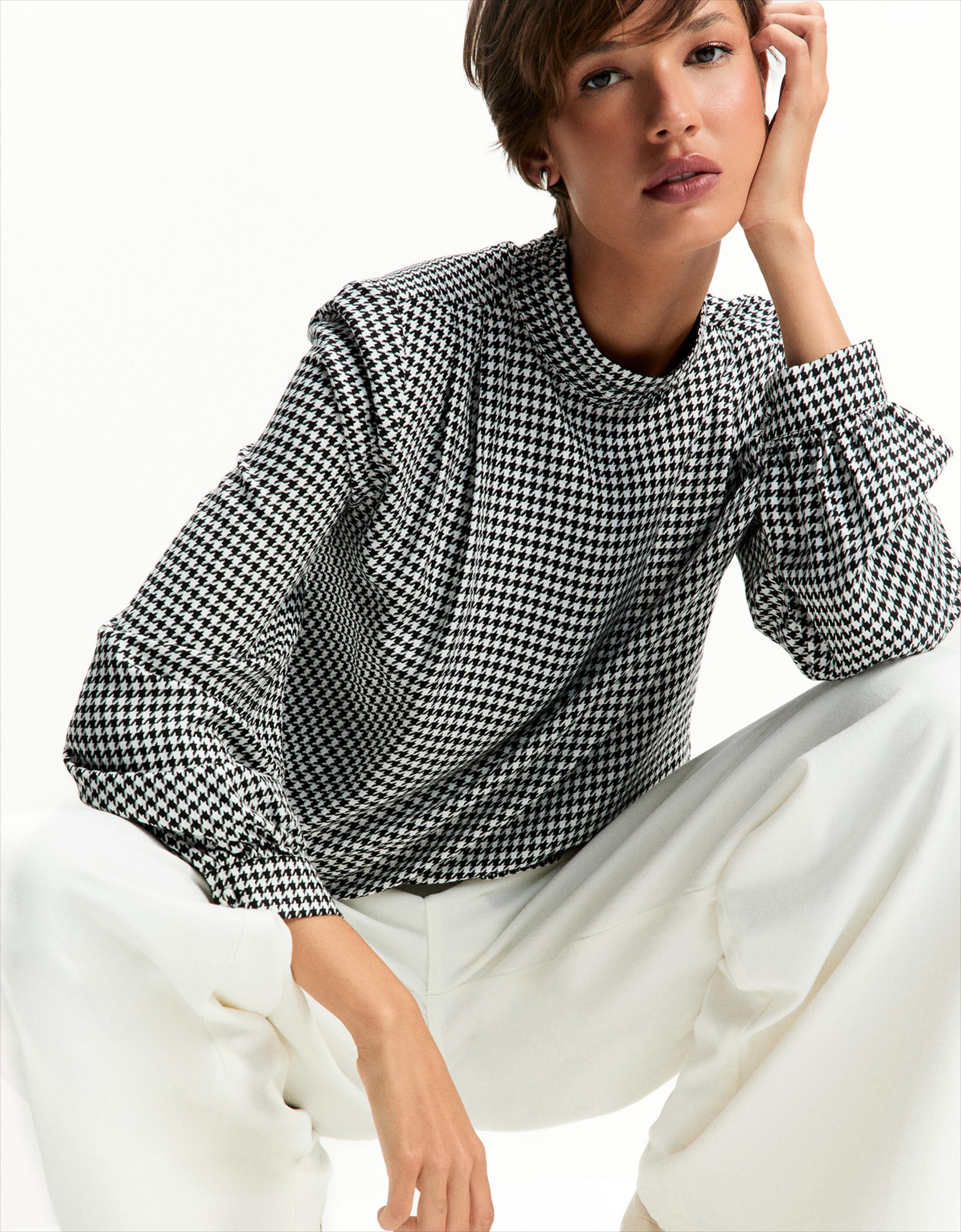 Blusa Pied De Poule Claro