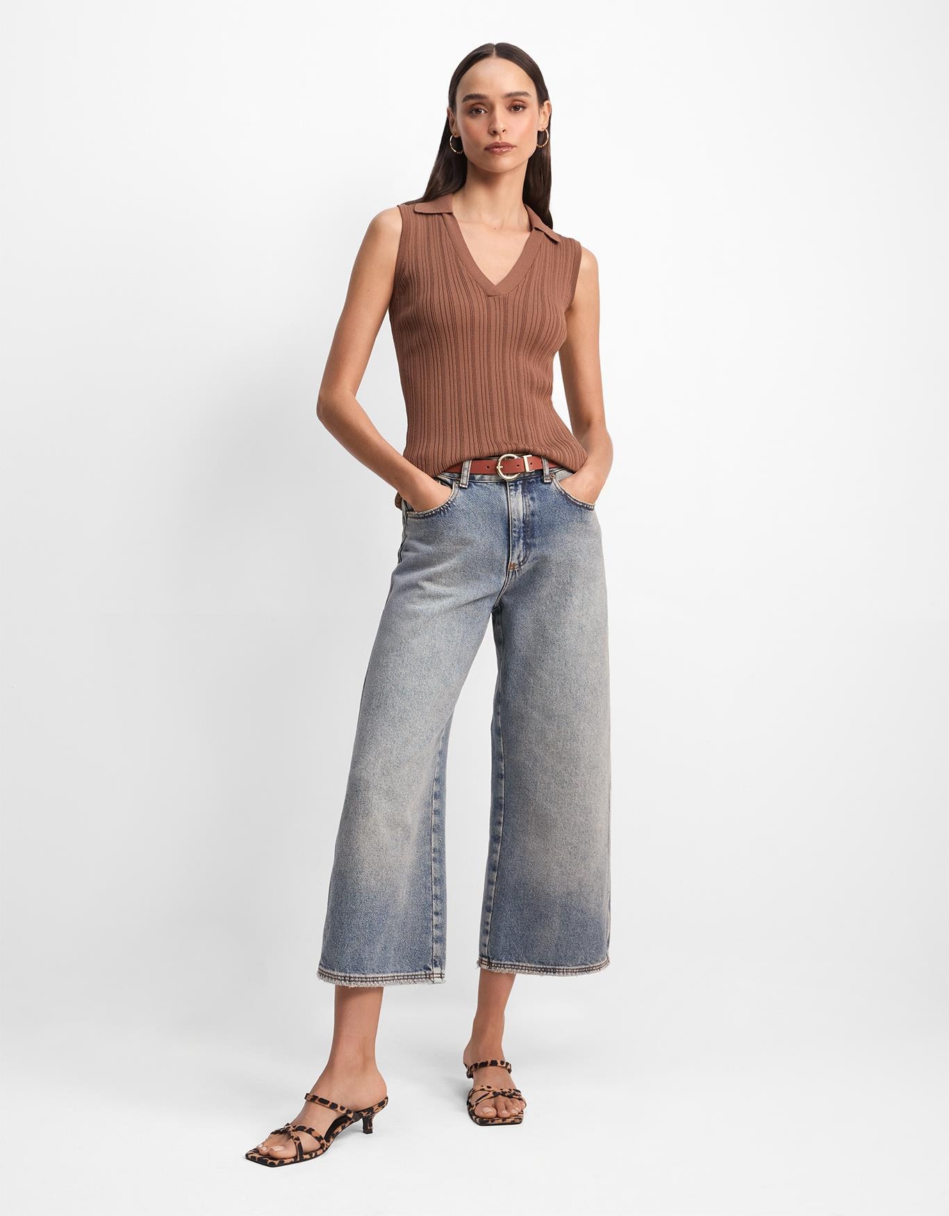 Blusa Polo Canelada Camel