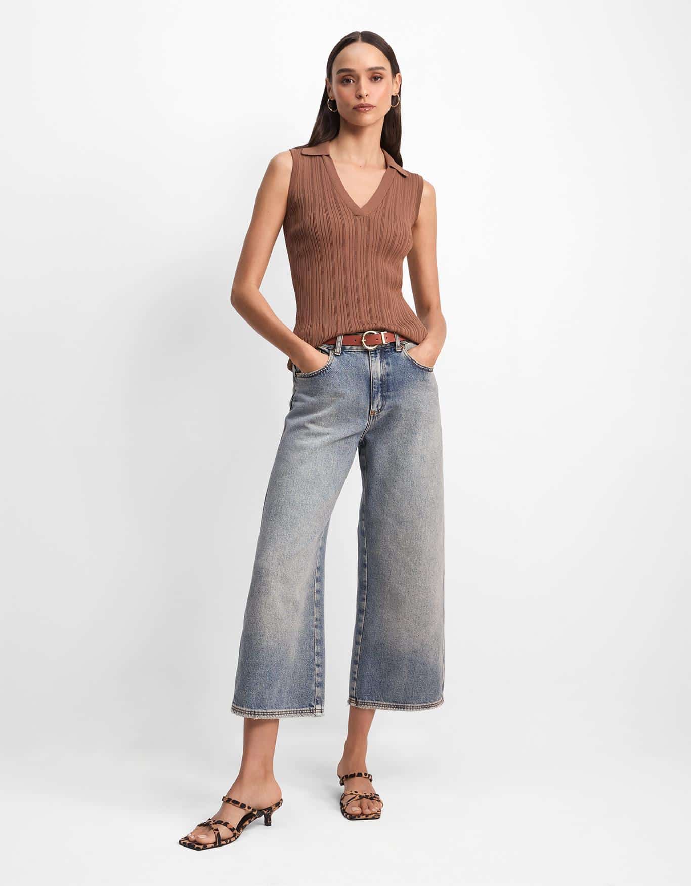 Blusa Polo Canelada Camel