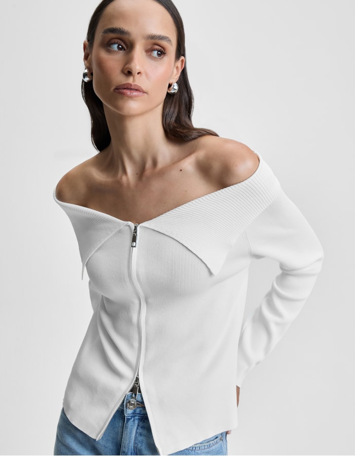 Shoulder — Blusa Polo Ombro a Ombro Off White
