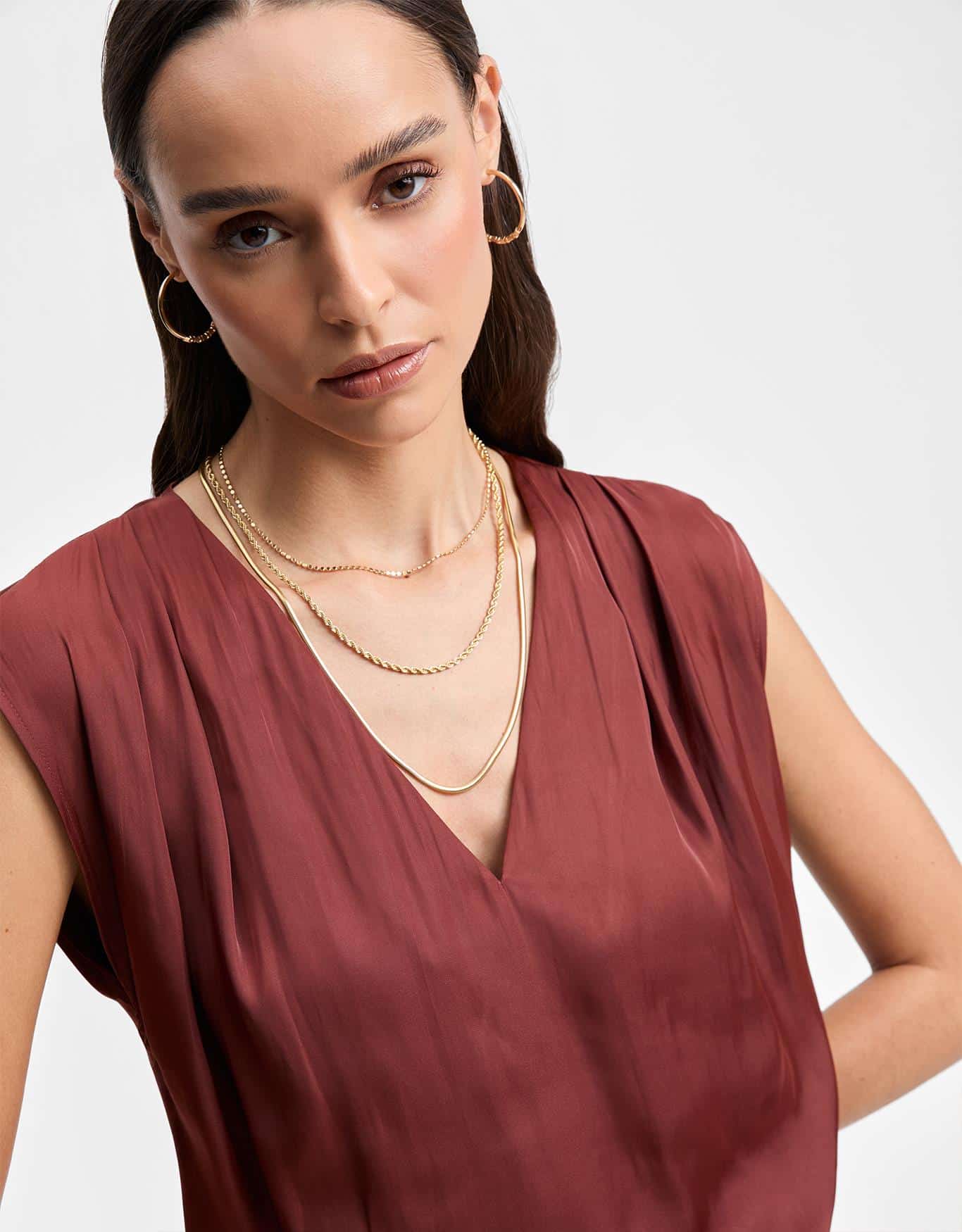 Blusa Pregas Acetinada