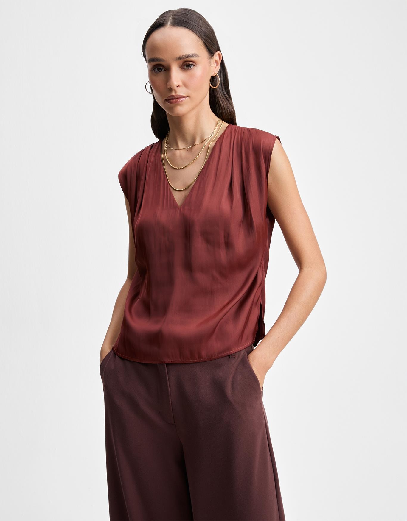 Blusa Pregas Acetinada