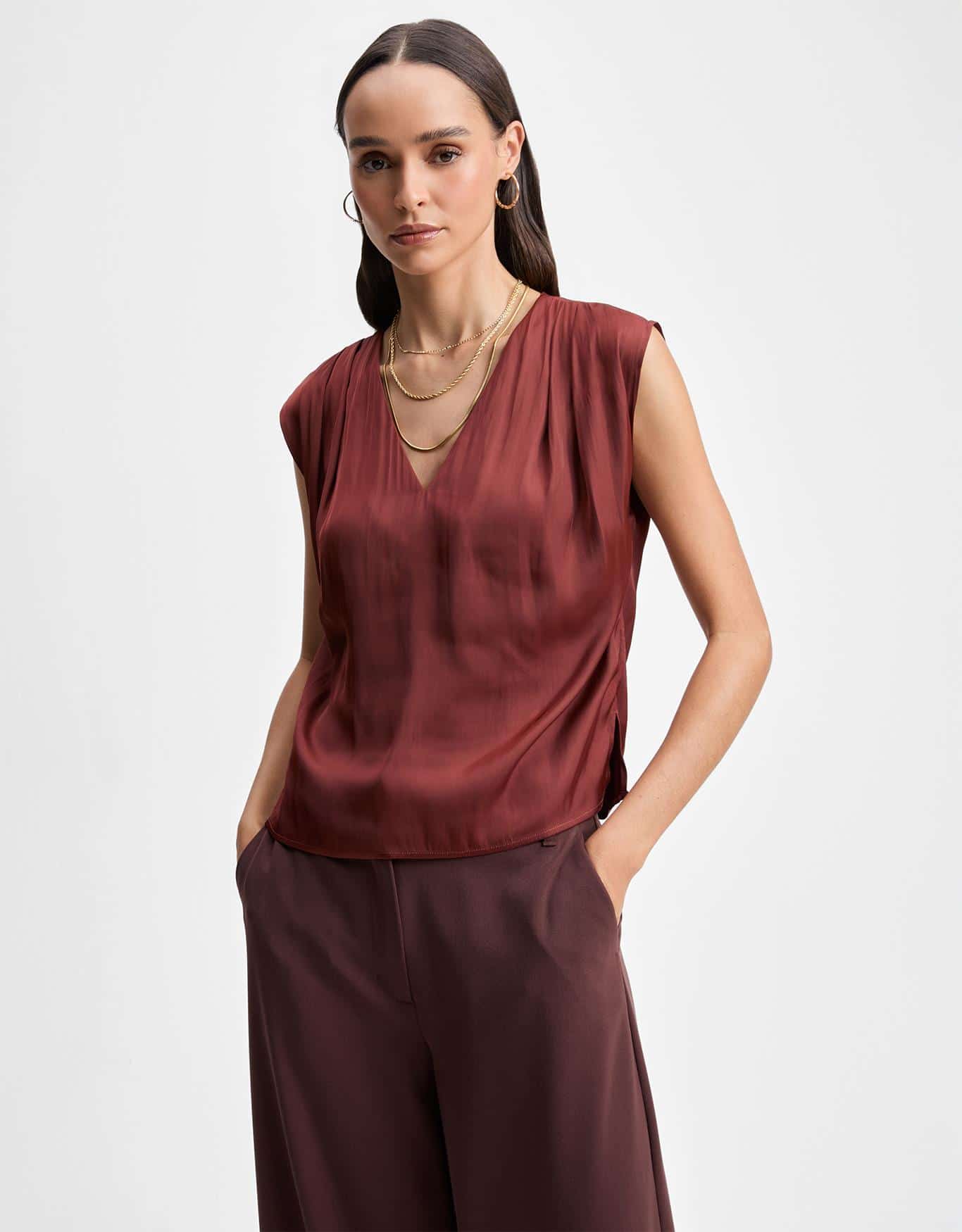 Blusa Pregas Acetinada