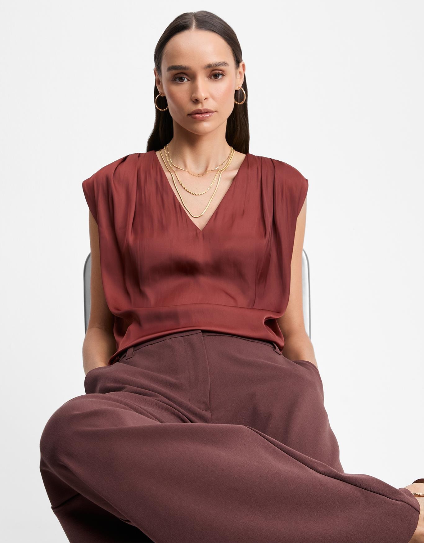 Blusa Pregas Acetinada