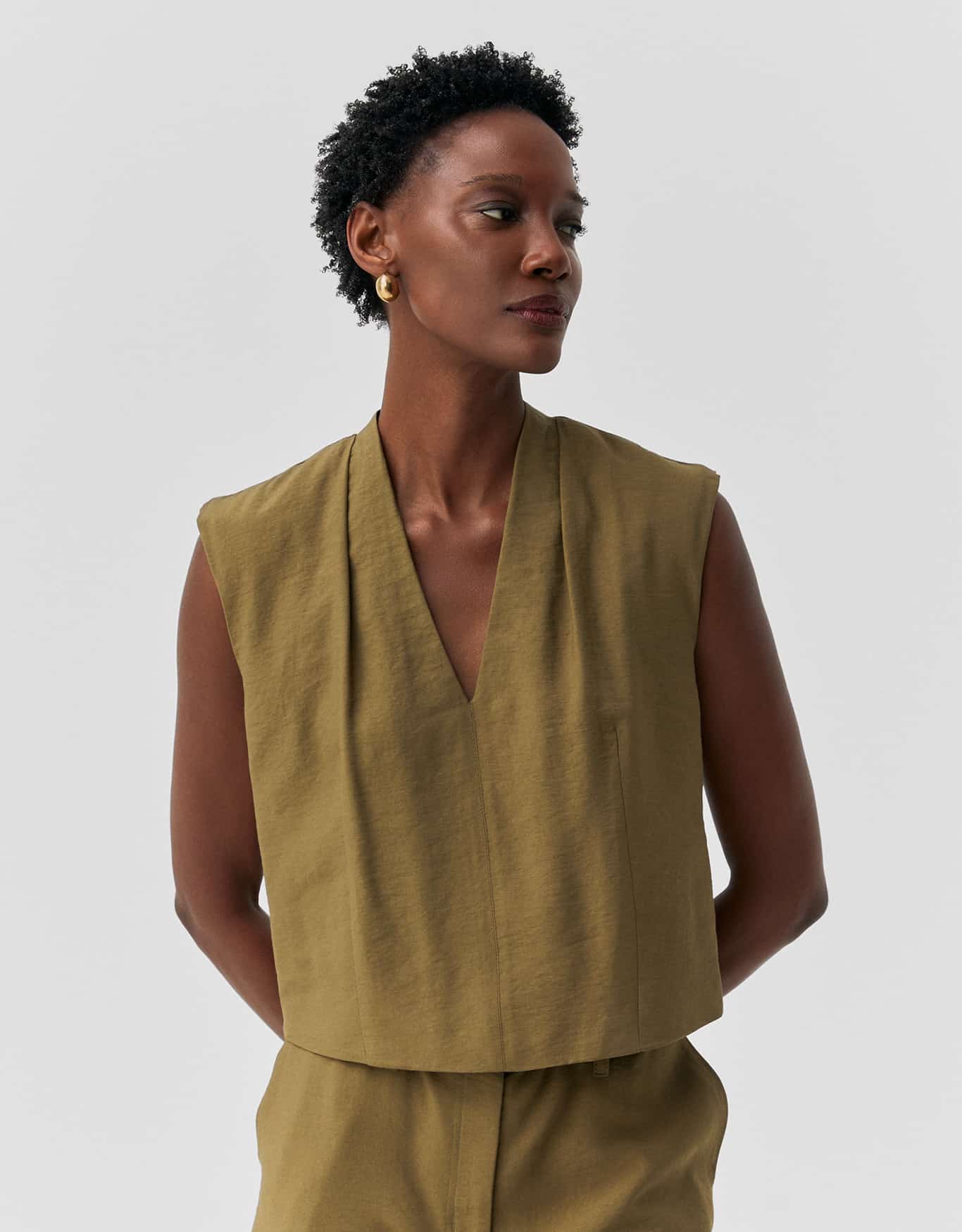 Blusa Reta Com Pregas Verde