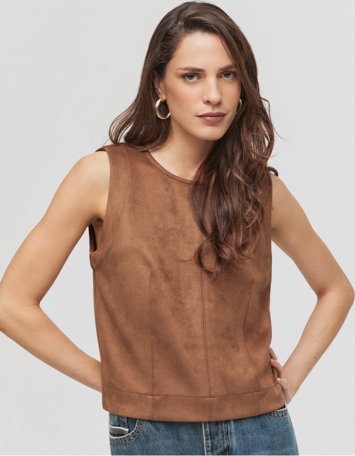 Shoulder — Blusa Sem Manga Suede