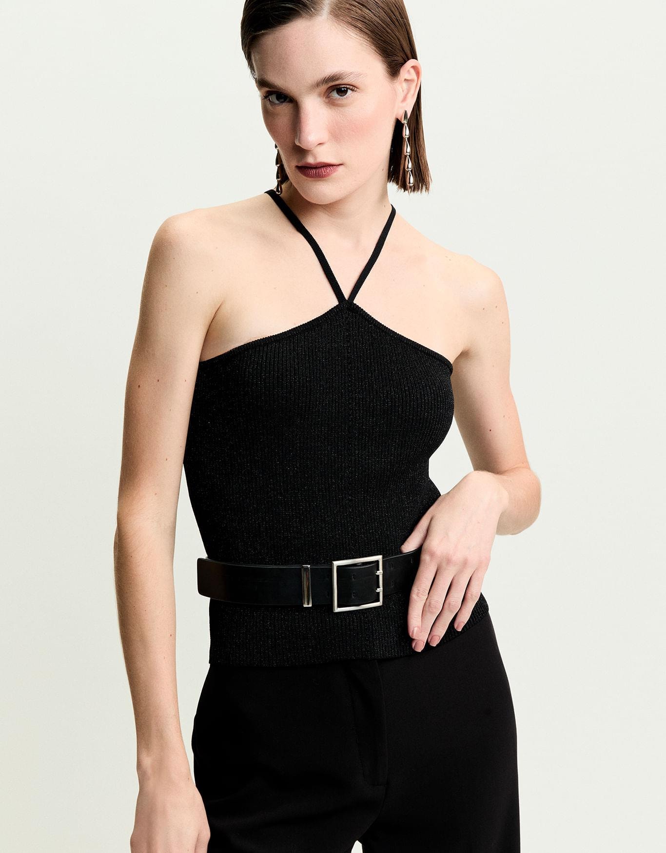 Blusa Tricot Alça Fina Lurex