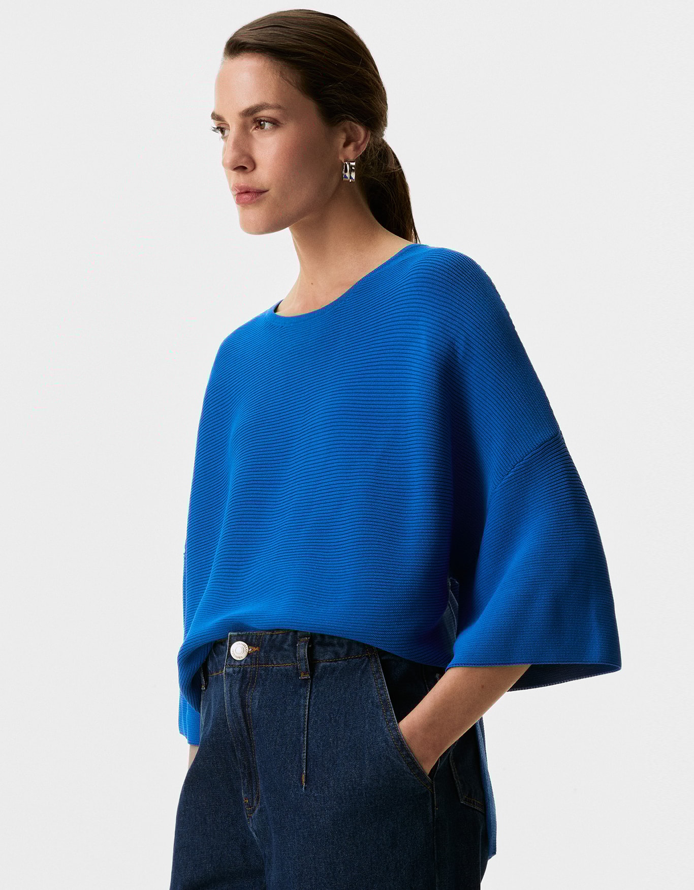 Blusa Tricot Ampla Azul