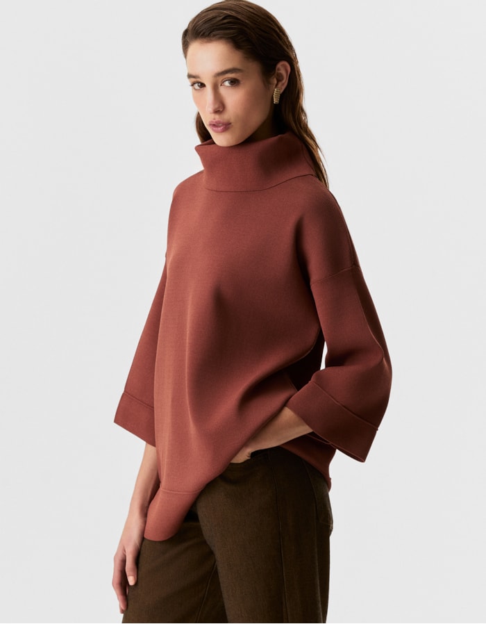 Shoulder — Blusa Tricot Ampla Cobre