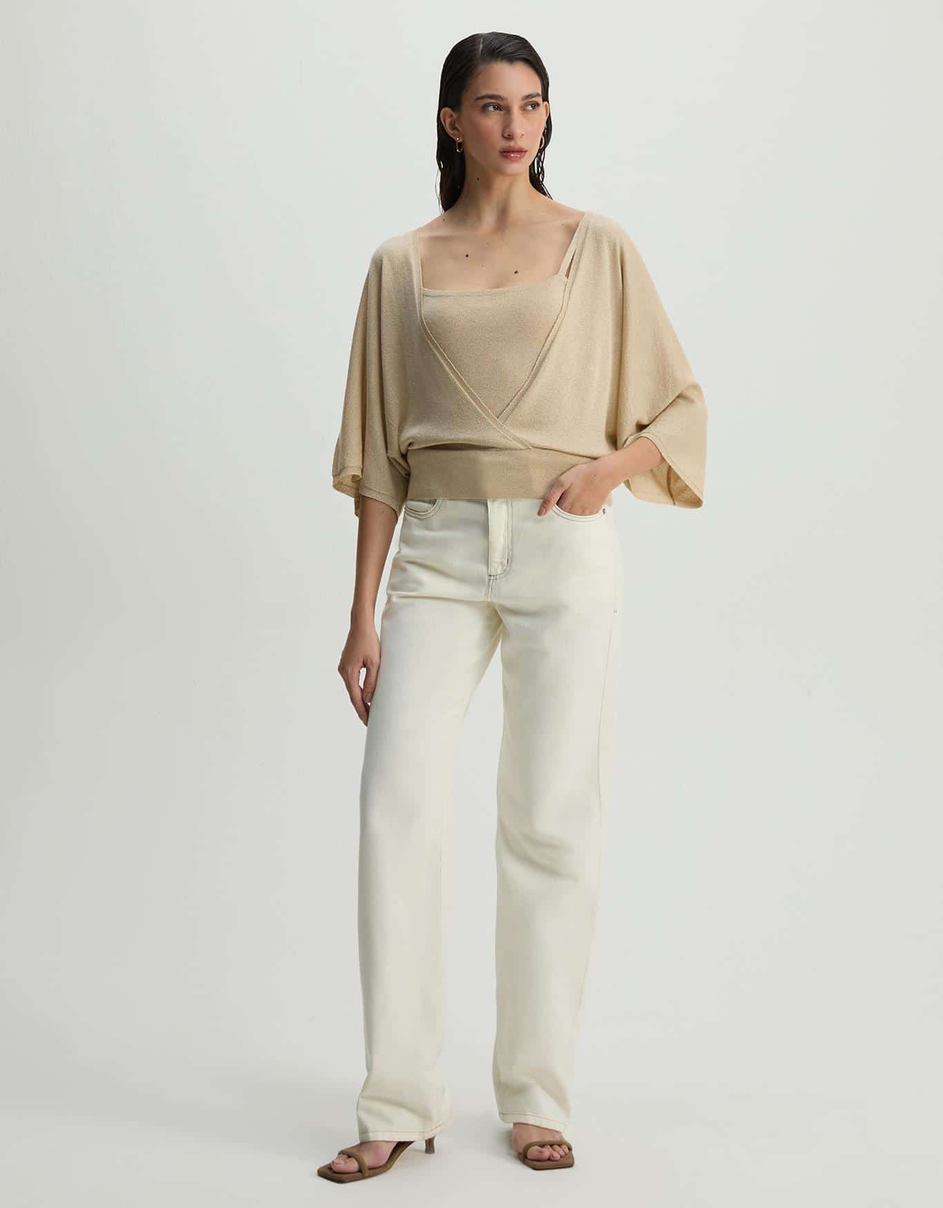 Blusa Tricot Ampla Dourada