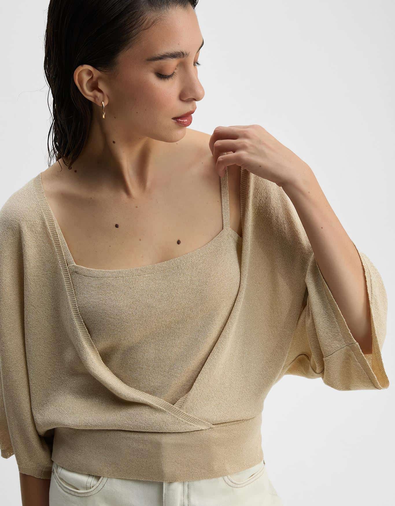 Blusa Tricot Ampla Dourada