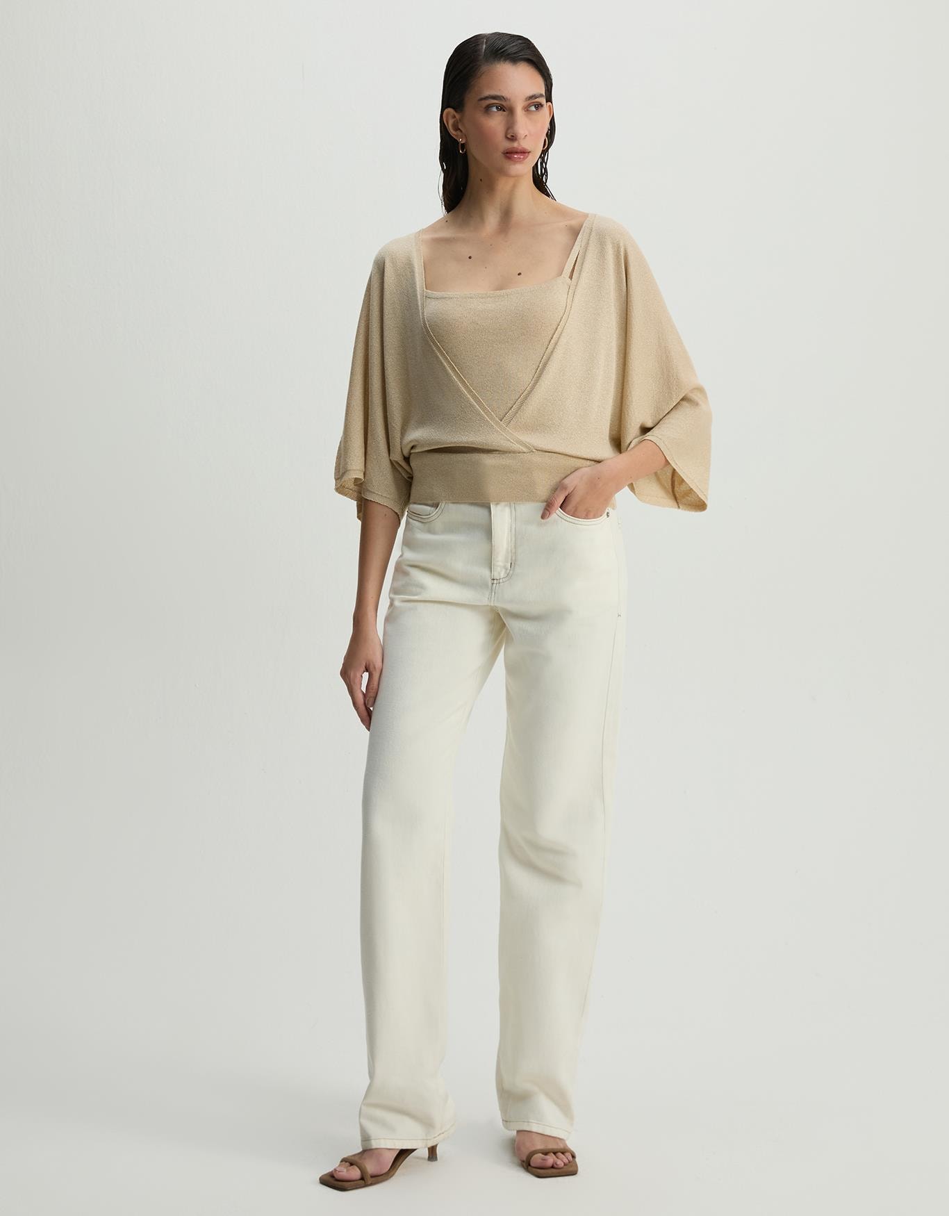 Blusa Tricot Ampla Dourada