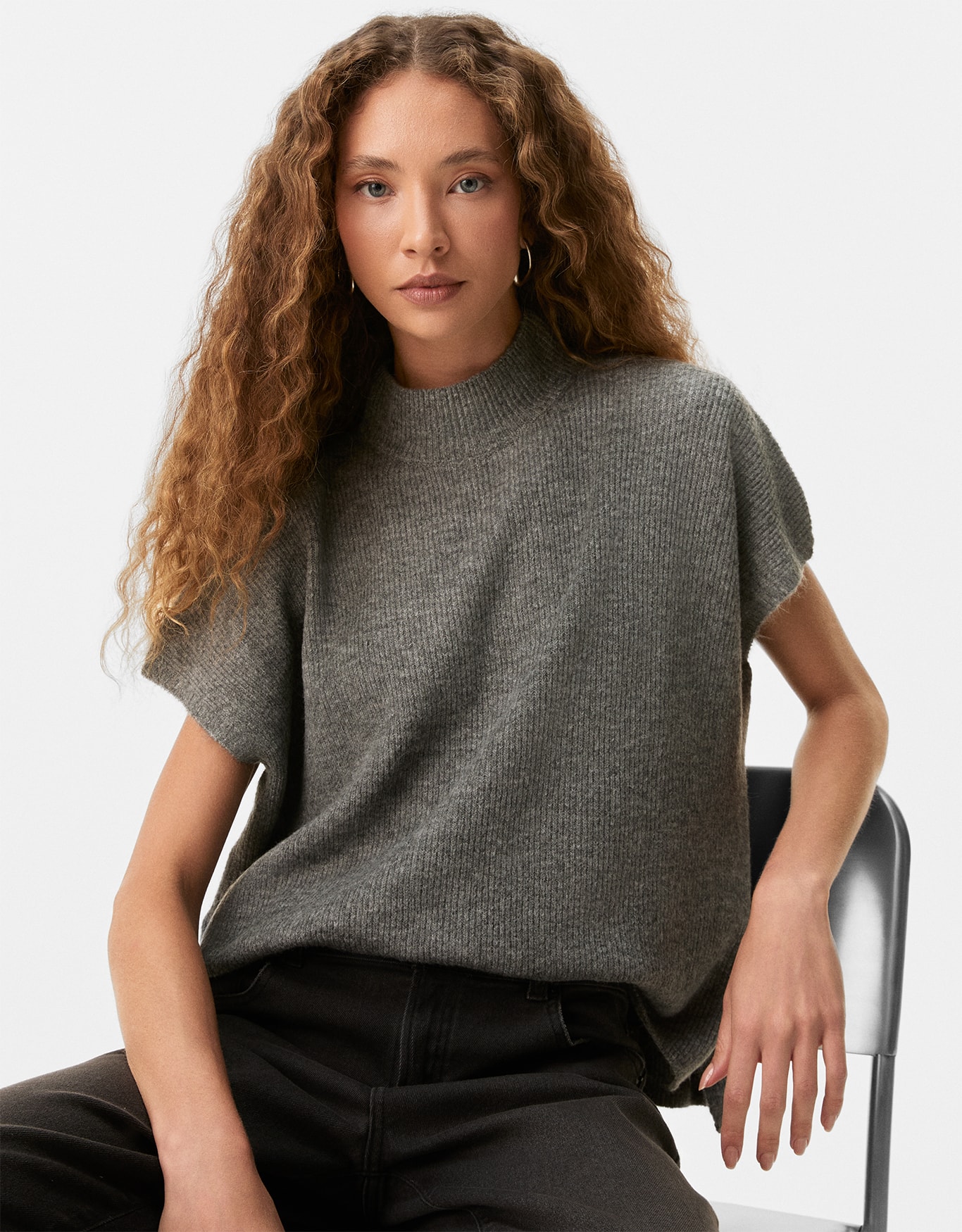 Blusa Tricot Ampla Gola Alta