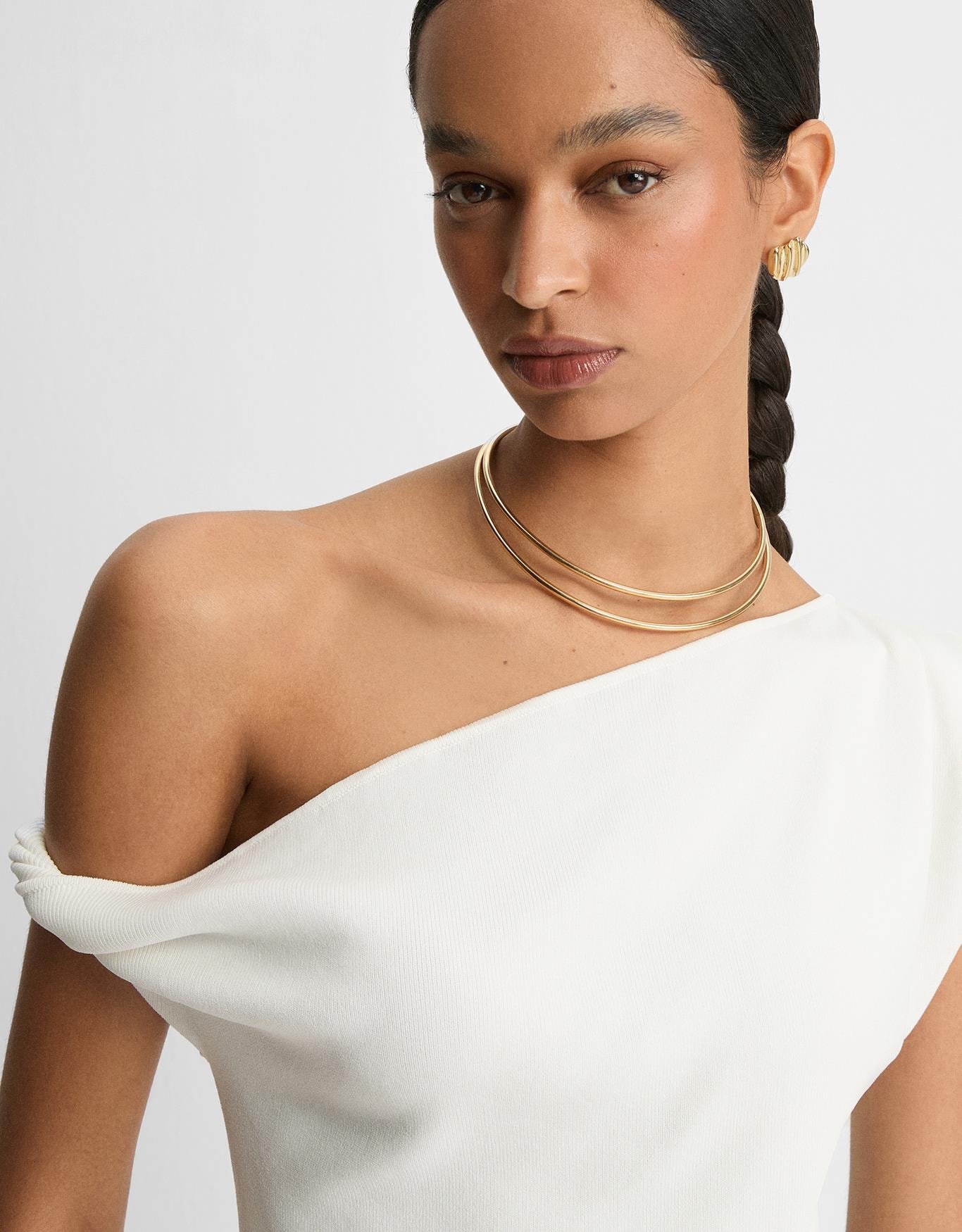 Blusa Tricot Assimetrica Off White