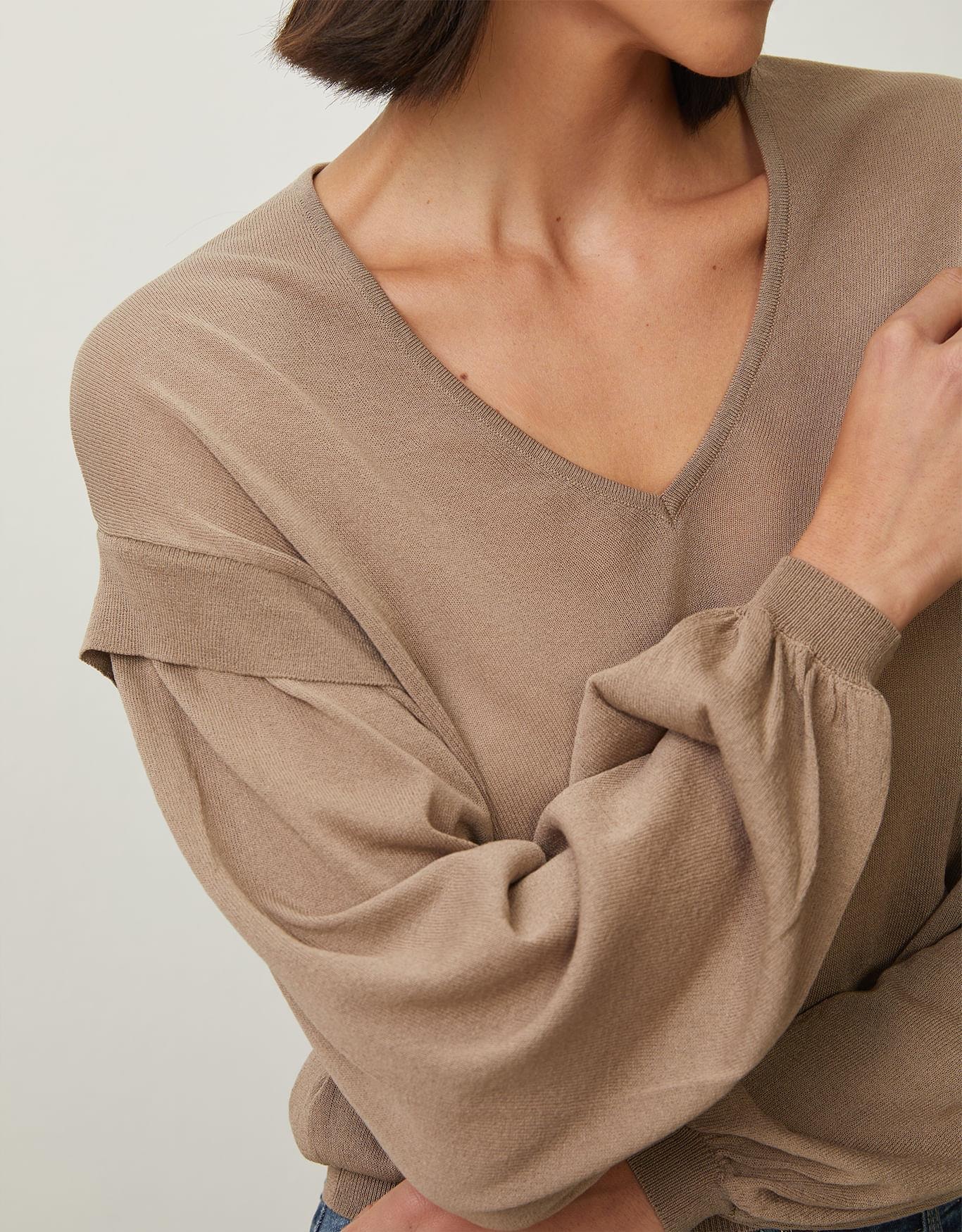 Blusa Tricot Babado Manga Fumê