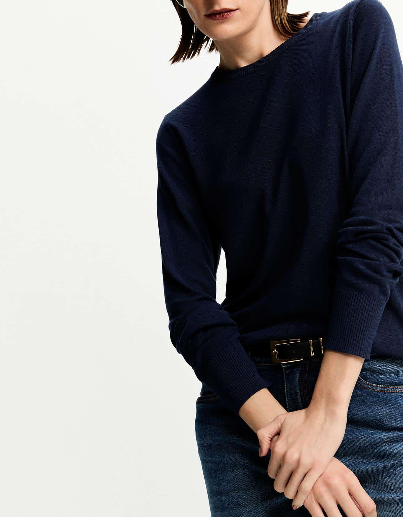 Blusa Tricot Básico Azul