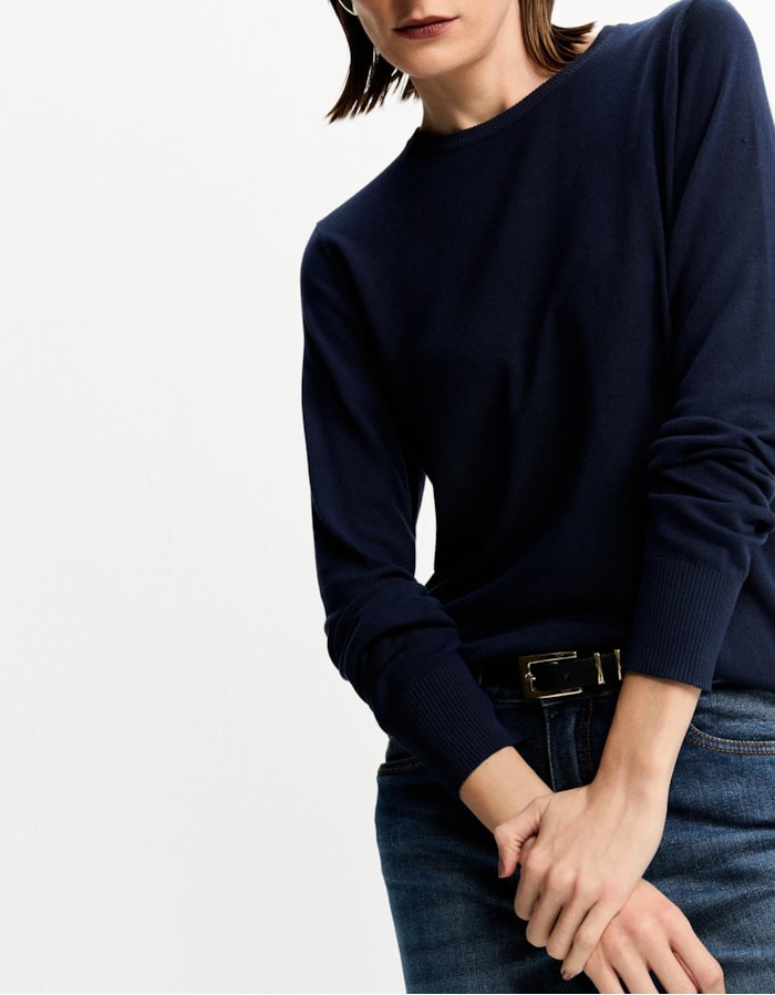 Shoulder — Blusa Tricot Básico Azul