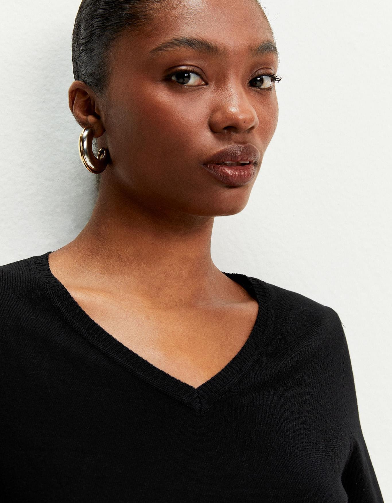 Blusa Tricot Básico Decote v