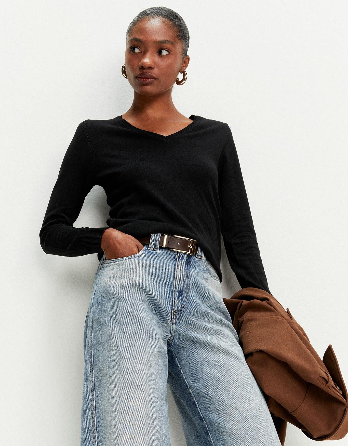 Blusa Tricot Básico Decote v