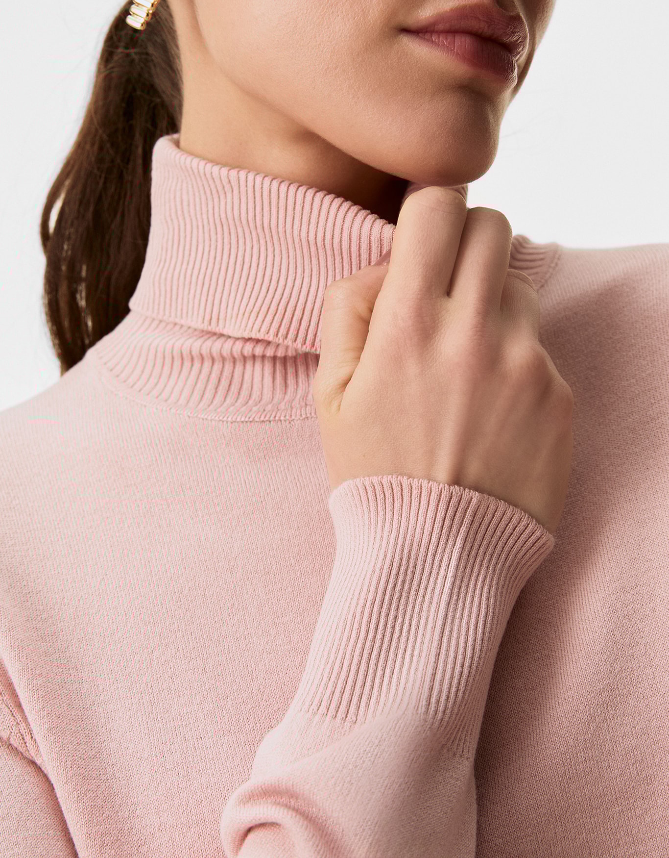 Blusa Tricot Básico Gola  Alta Rosa