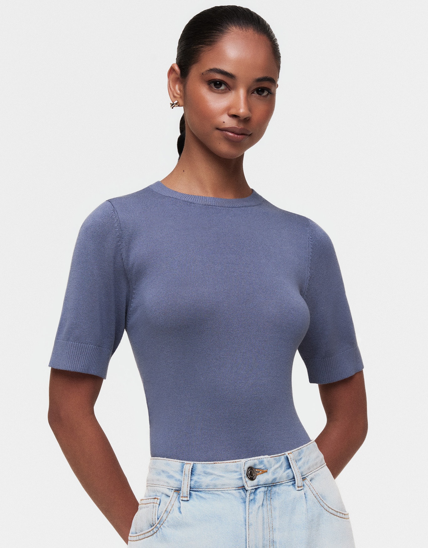 Blusa Tricot Básico Manga Curta