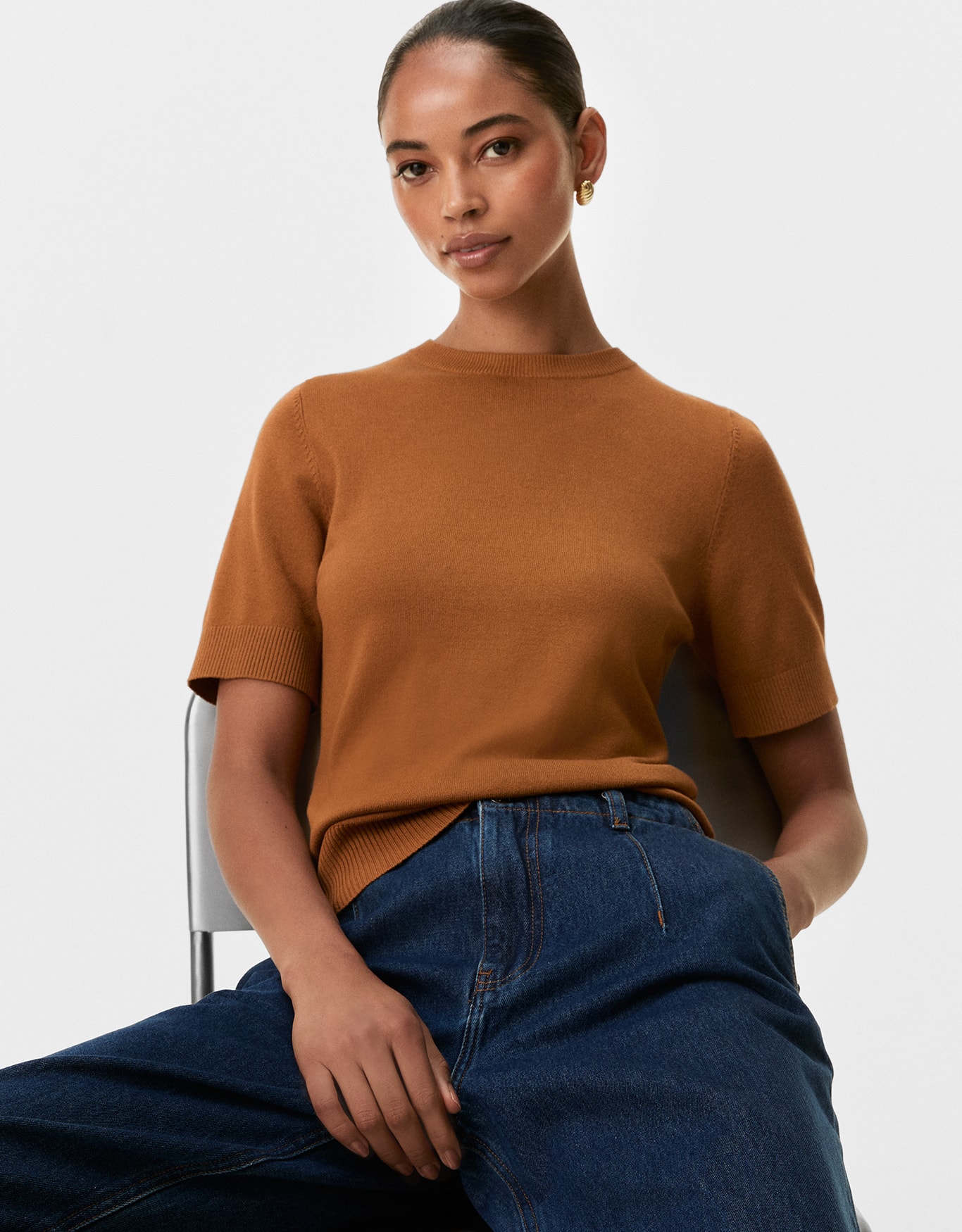 Blusa Tricot Básico Manga Curta