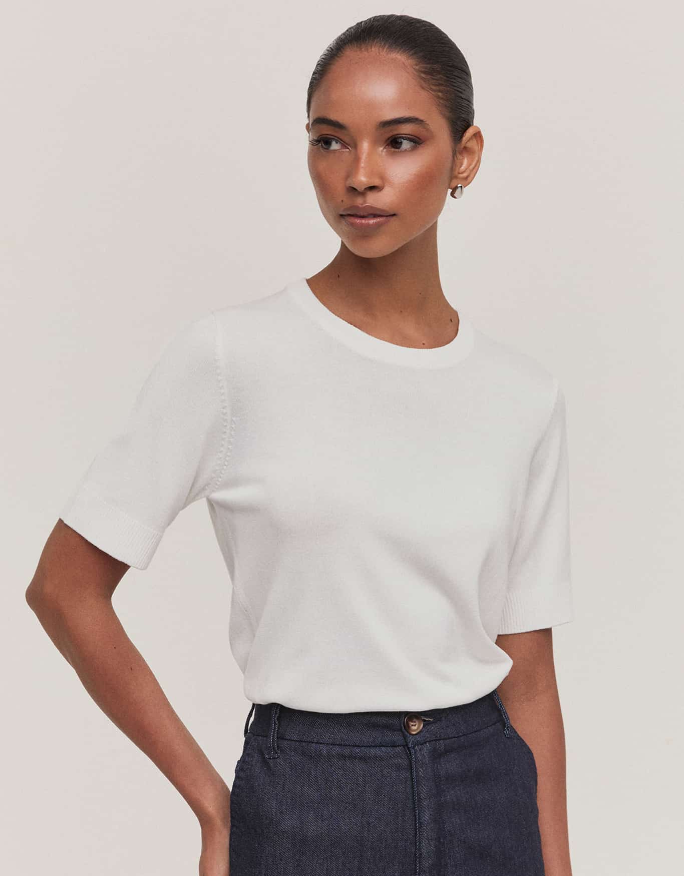 Blusa Tricot Básico Manga Curta
