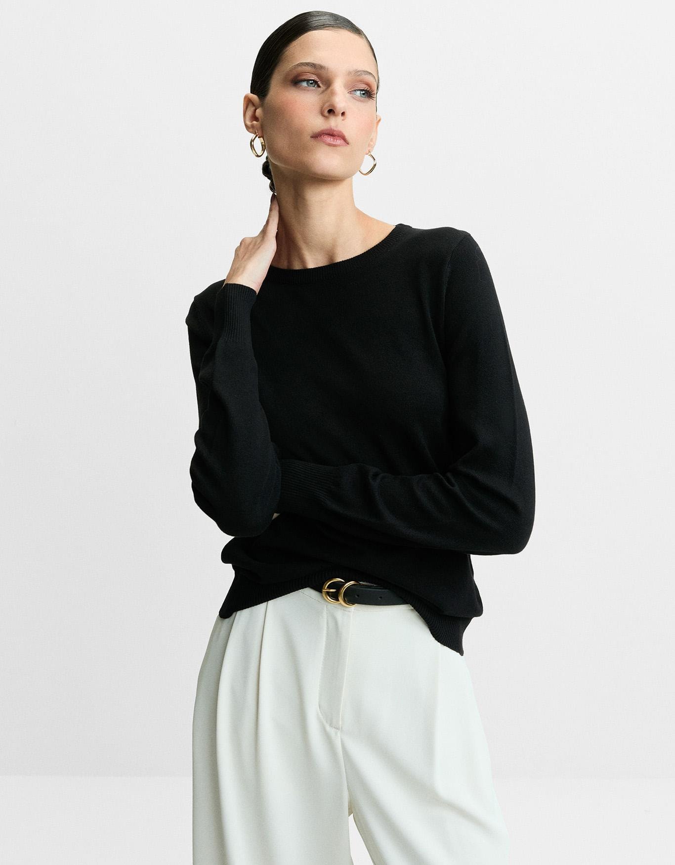 Blusa Tricot Básico Preta