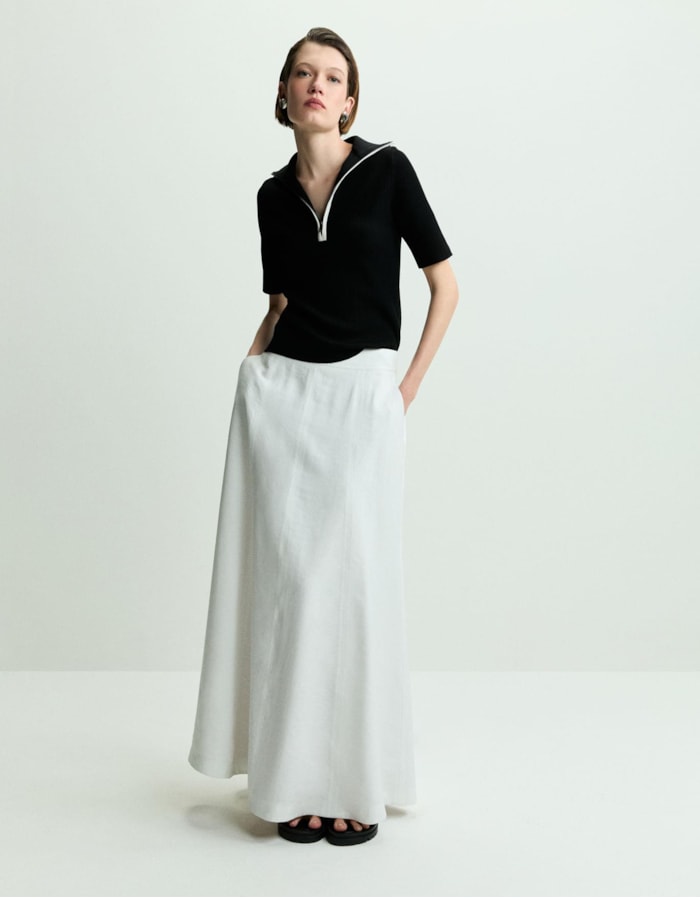 Blusa Tricot Bicolor Zíper Preta 360