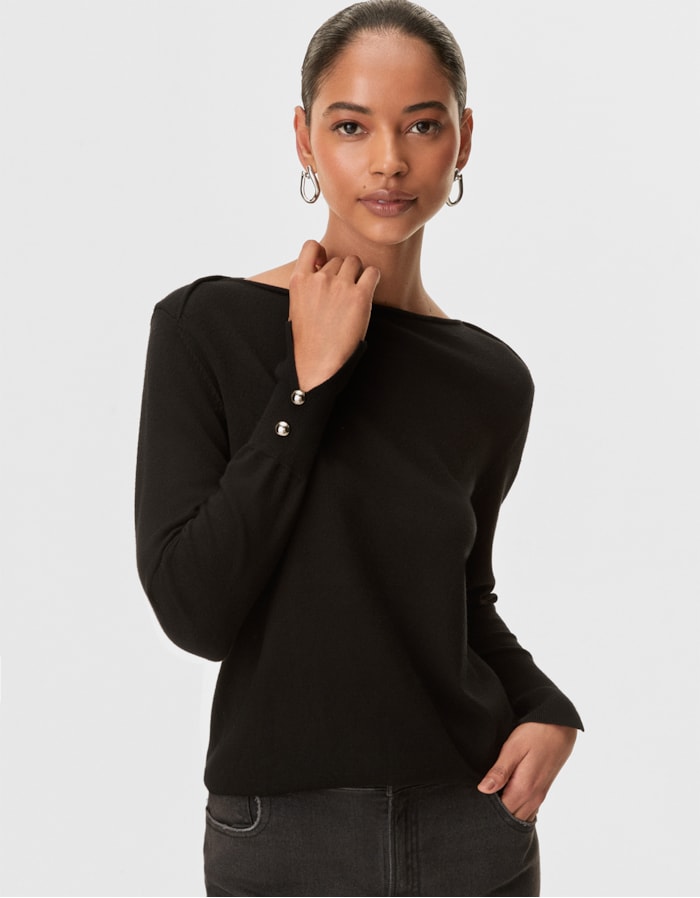 Shoulder — Blusa Tricot Botão Punho