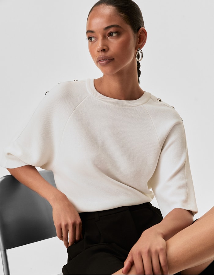 Shoulder — Blusa Tricot Botões Ombros