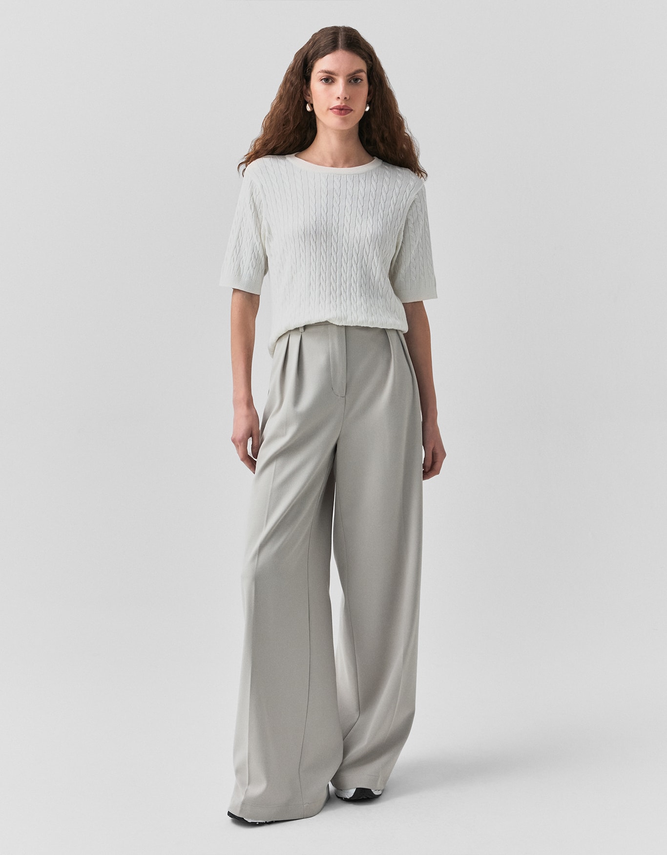 Blusa Tricot Cable Manga Curta