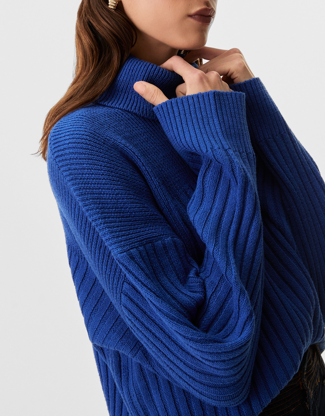 Blusa Tricot Canelada Gola Alta